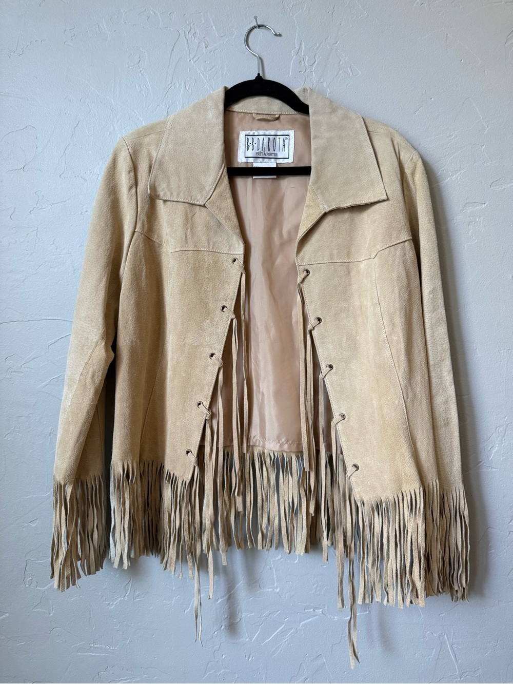 VTG BB Dakota, Pret A Porter, Leather Suede Jacket-Fringe Western Size Large
